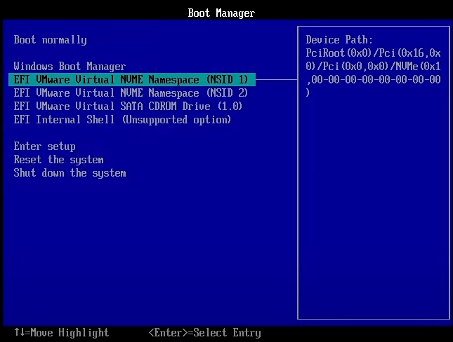 복제된 창에서 부팅하도록 가상 머신 구성