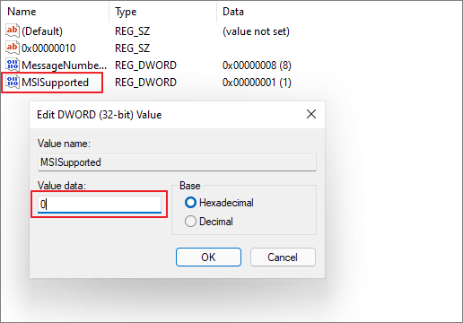 msi지원 값 변경