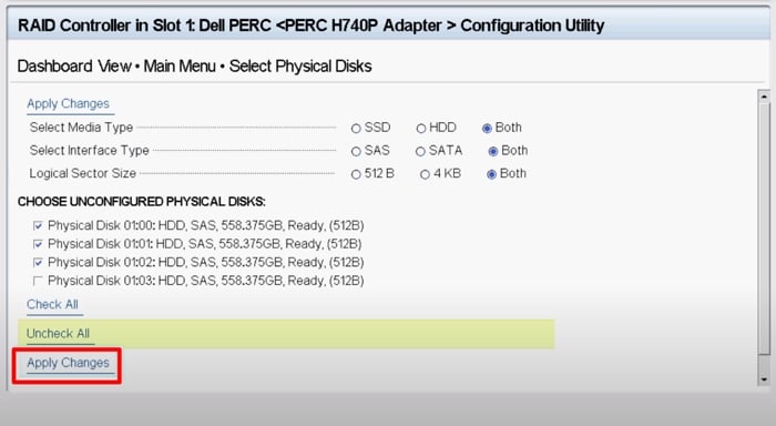 용량 업그레이드를 위해 RAID 5 디스크 구성 확인