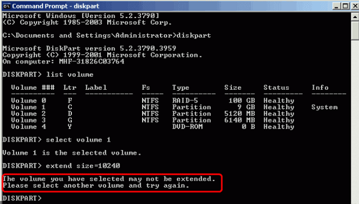 diskpart 실패 오류