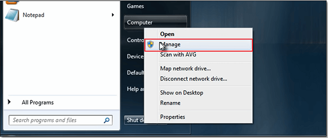 디스크 관리 비스타 열기