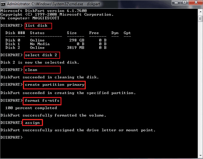 usb ntfs cmd 포맷