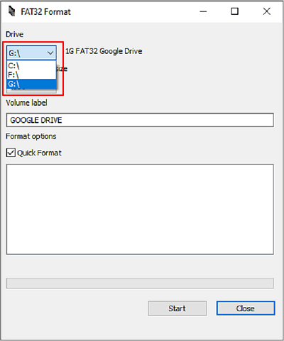 포맷할 USB 선택