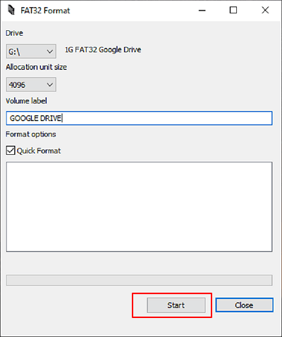 FAT32 형식으로 USB 포맷