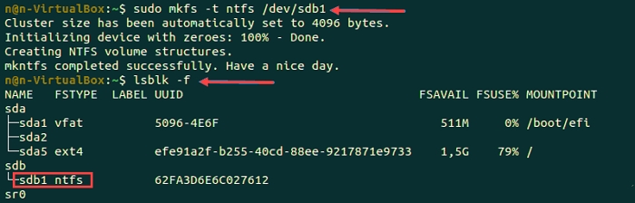 NTFS 파티션 포맷