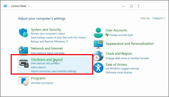 하드웨어 및 사운드 선택