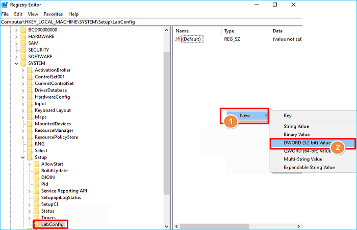 새 DWORD 값을 만듭니다