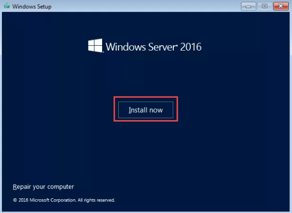 MVware에 Windows Server 2016을 설치합니다.