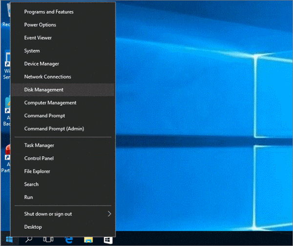 디스크 관리 열기