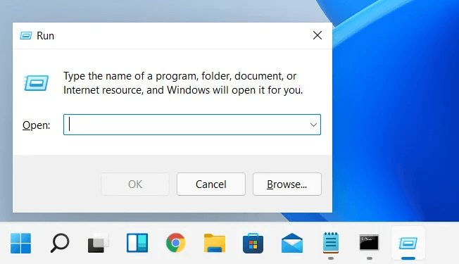 실행 대화 상자 열기