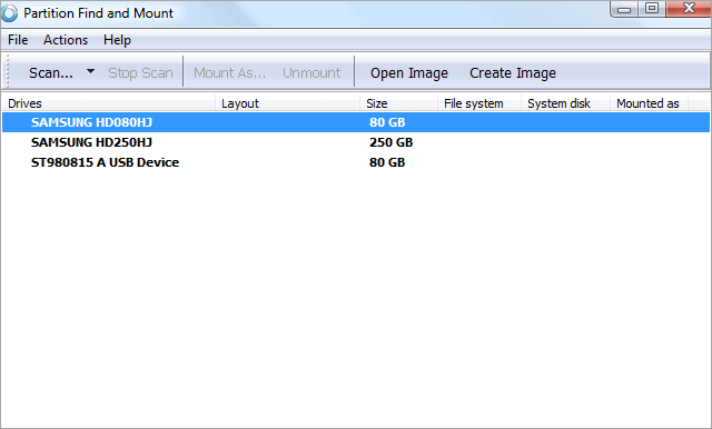 파티션 찾기 마운트