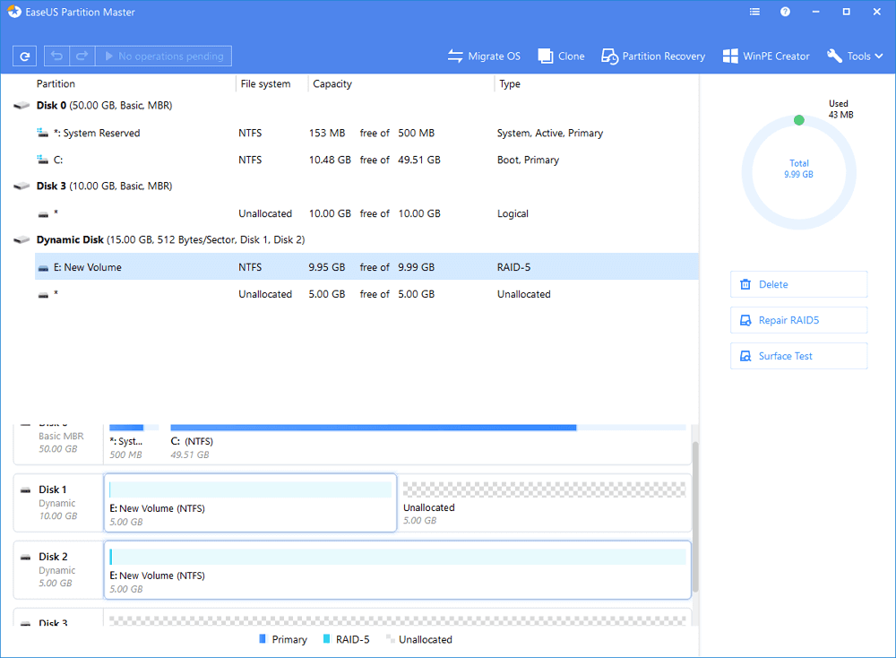 RAID-5 볼륨 복구