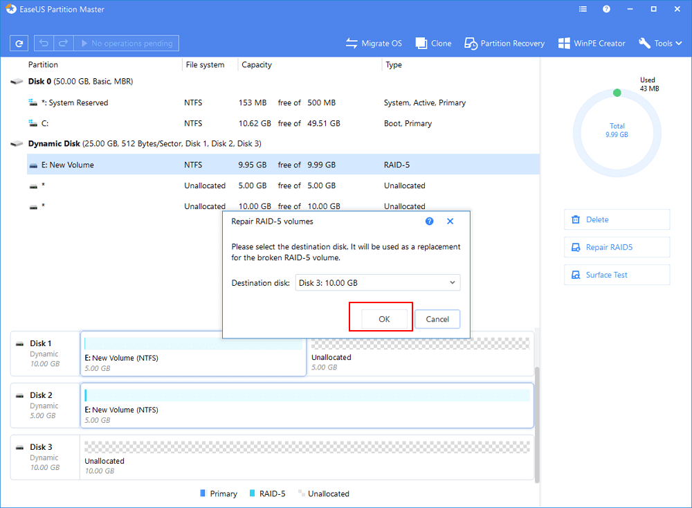 RAID-5 볼륨 복구