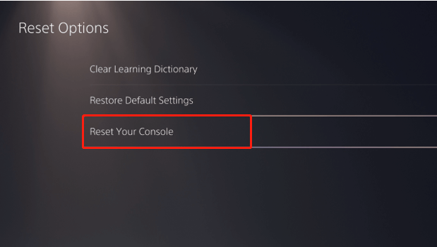 ps5 콘솔 재설정