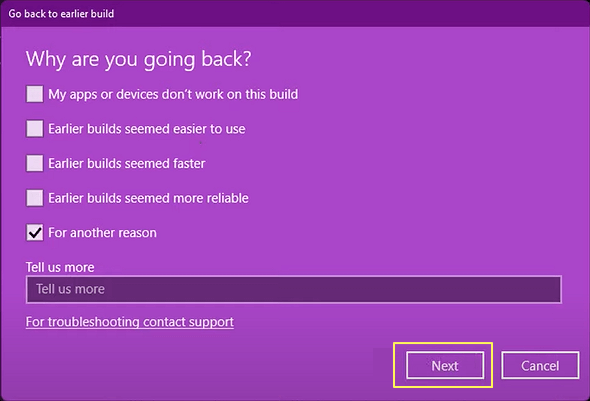 Windows 11을 되돌리려는 이유 확인