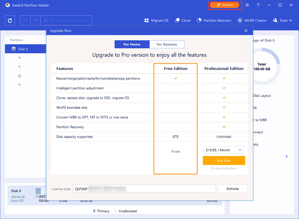 EaseUS Partition Master를 활성화하는 방법