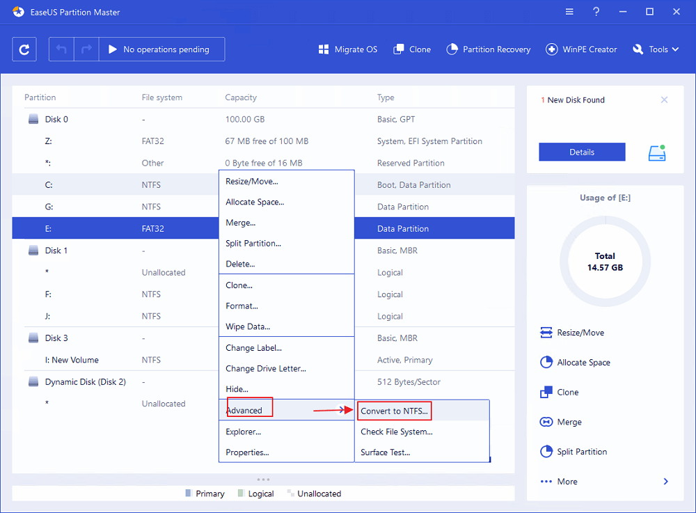 FAT32를 NTFS로 변환