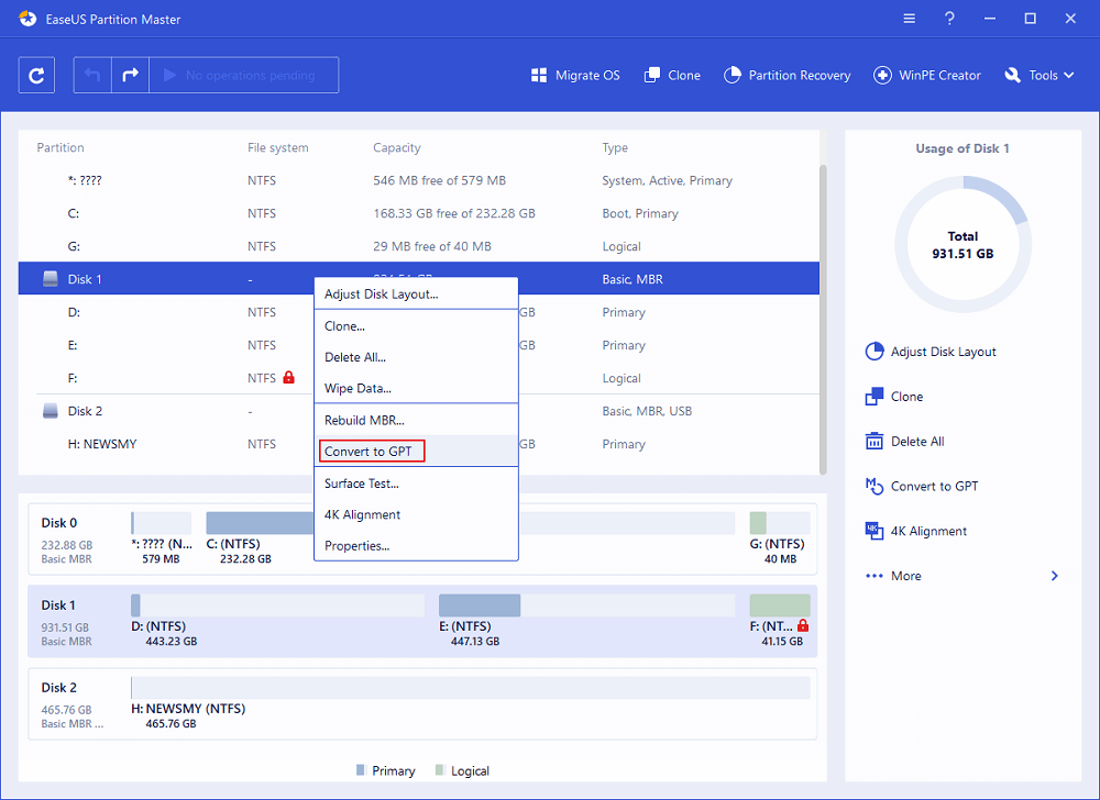 MBR을 GPT로 변환 - 1