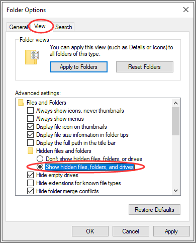 숨김 파일 표시 체크