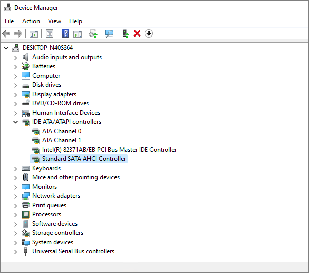 표준 SATA AHCI 컨트롤러t