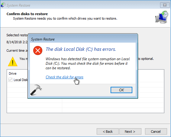 윈도우 감지 파일 시스템 손상