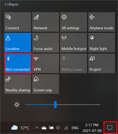 블루투스를 선택
