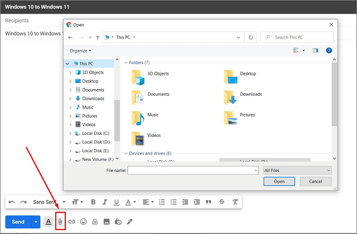 이메일을 통해 파일 전송