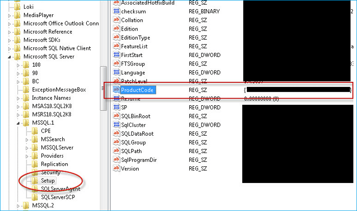 레지스트리에서 SQL Server 제품 키 찾기