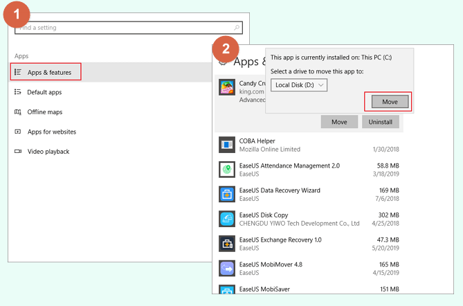 Microsoft Store에서 다른 드라이브로 이동