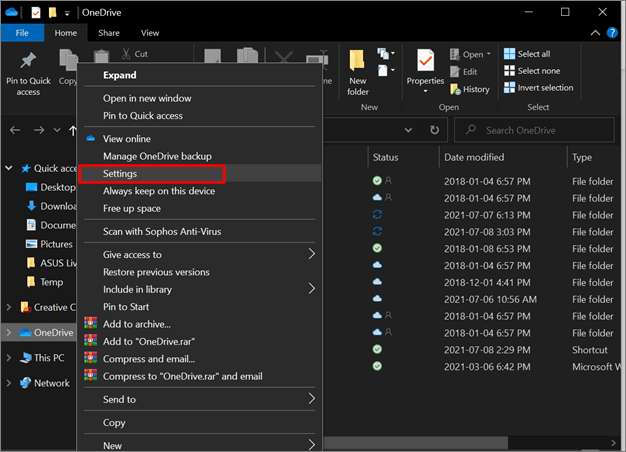 원드라이브 설정