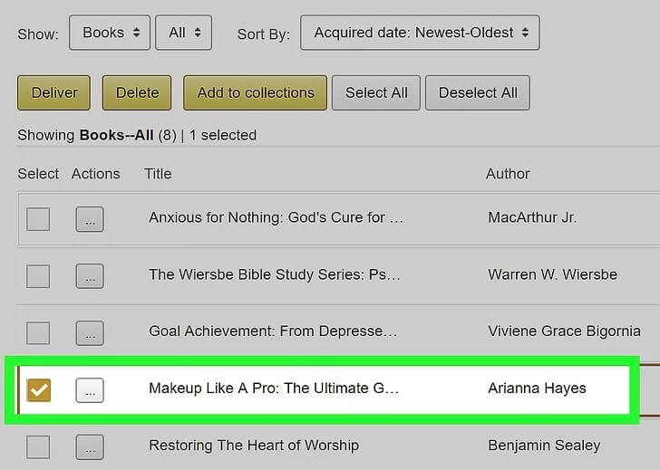 전송할 책 선택