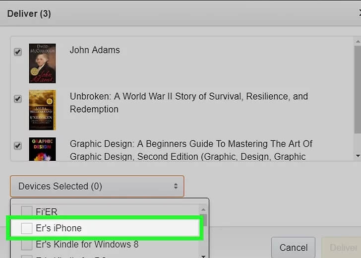 전송할 대상 장치 선택