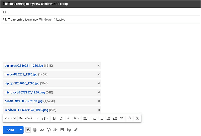 이메일을 통해 파일 전송