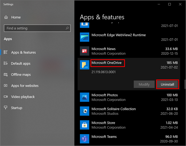 원드라이브 제거