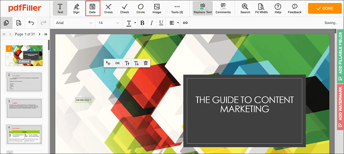 온라인으로 PDF에 날짜 추가