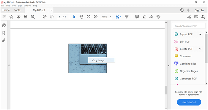 Adobe Reader를 사용하여 pdf에서 이미지 추출