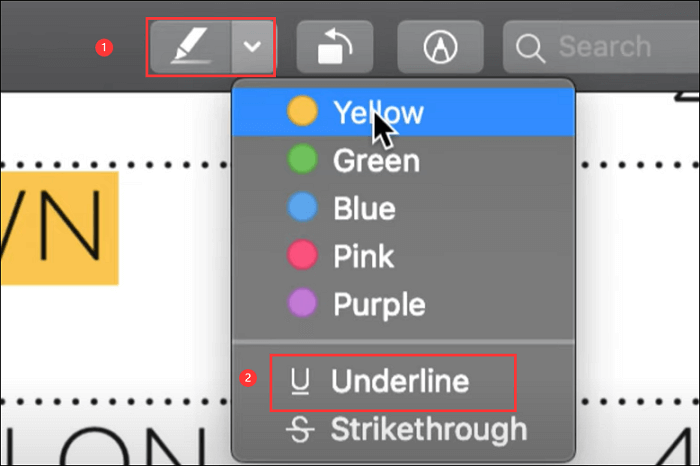 미리보기에서 텍스트에 밑줄 긋기