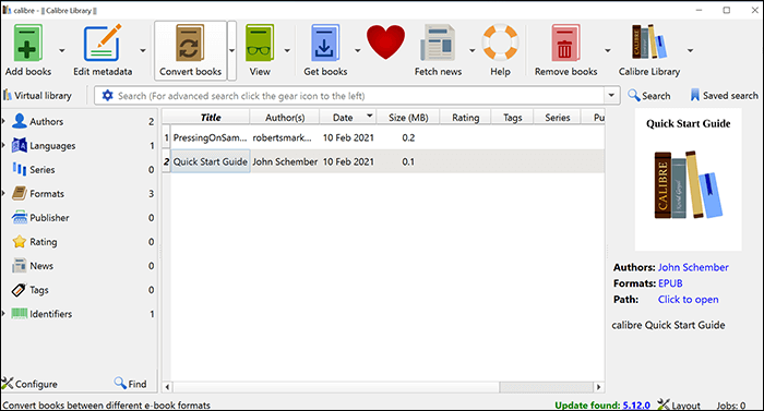 칼리버로 킨들을 pdf로 변환