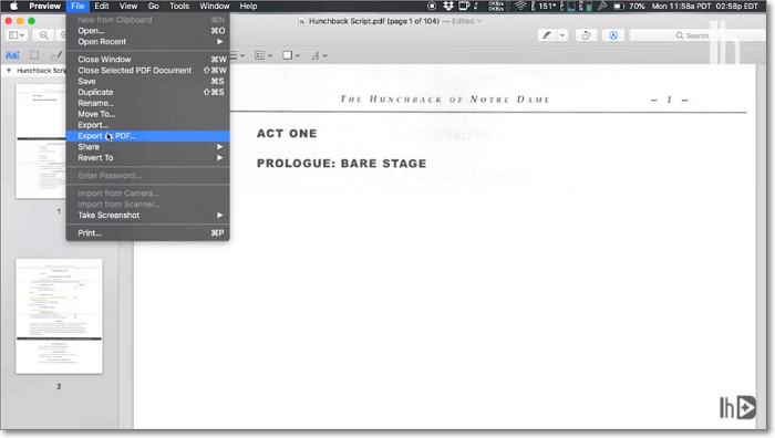 미리보기에서 PDF 내보내기