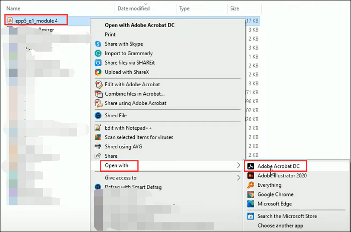 Adobe에서 PDF 열기
