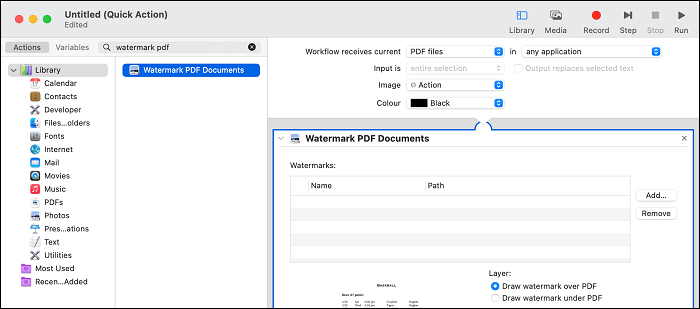 automator 워터마크 추가