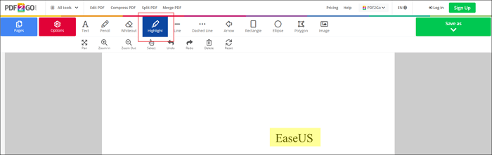 pdf2go 온라인 무료 PDF 형광펜