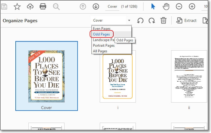홀수 페이지 선택