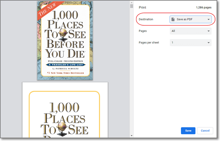 pdf로 저장 선택