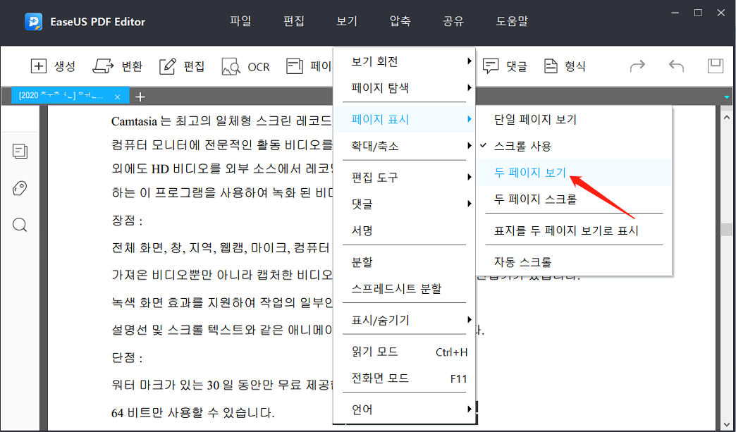두 페이지 보기
