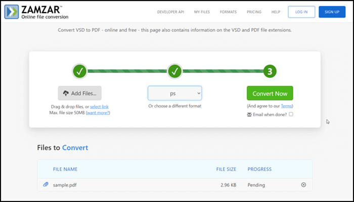 Visio 변환기 Zamzar PDF