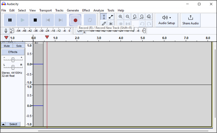 Audacity에서 오디오 녹음 - 1단계