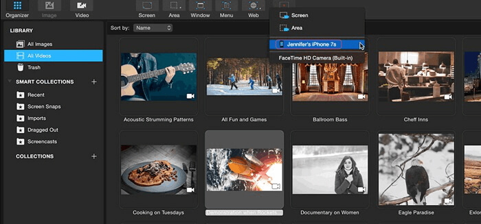 Capto를 사용하여 Mac에서 iPhone에 기록하기