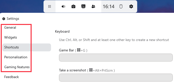 게임 바 설정 변경