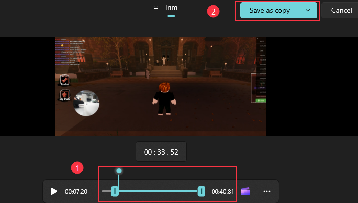 잘라낸 비디오를 저장하고 저장하세요